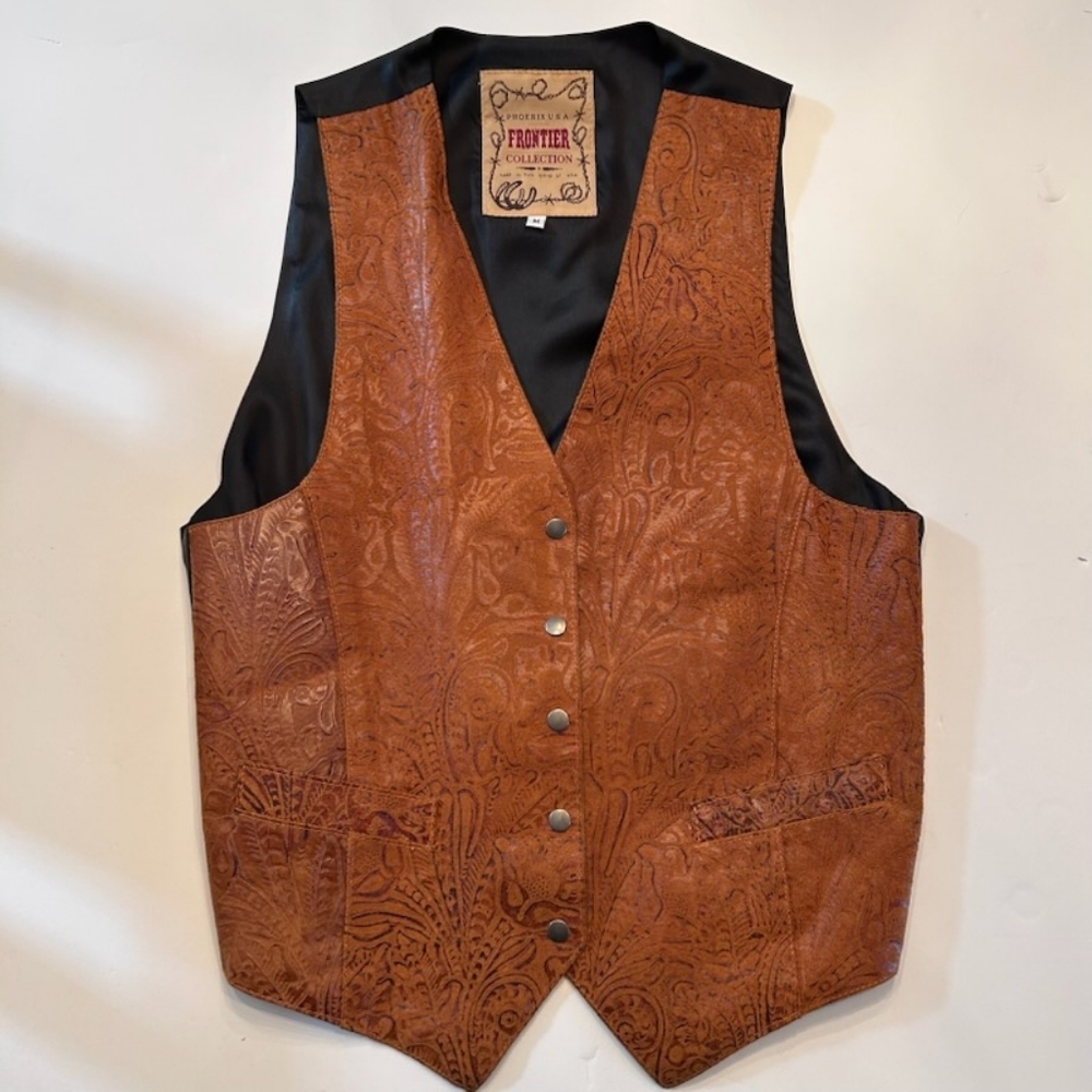 VTG - Phoenix USA - Frontier Collection - Embossed - Leather - Vest